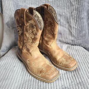 Girl's 13.5 Rocky Mountain cowgirl Western boots Marilyn brown 1345 C square toe